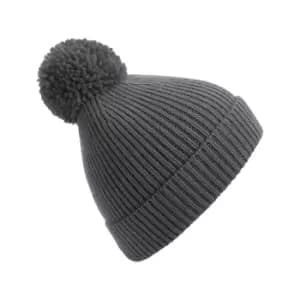 Image of Beechfield Engineered Knit Ribbed Pom Pom Beanie (One Size) (Graphite Grey)