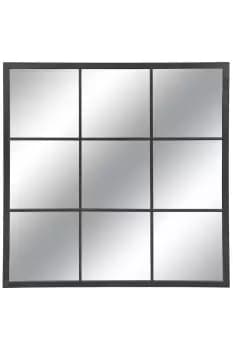 Image of Black Square Panel Mirror - Glass/Iron