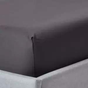 Image of Dark Charcoal Grey Egyptian Cotton Deep Fitted Sheet 1000 Thread Count, Single - Dark Charcoal Grey - Dark Charcoal Grey - Homescapes