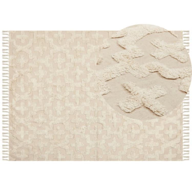 Image of Beliani Rug Itanagar Beige 160 X 230 Cm Cotton
