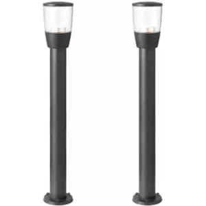 Image of 2 pack Outdoor Post Bollard Light Anthracite 1m LED Garden Driveway Path Lamp