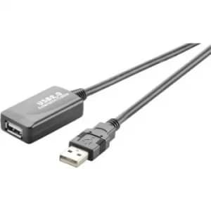 Image of Renkforce USB cable USB 2.0 USB-A plug, USB-A socket 15m Black gold plated connectors