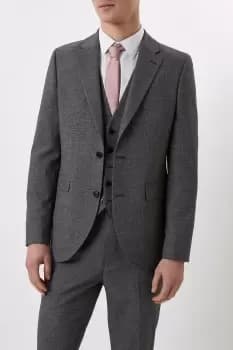 Image of Mens Slim Fit Grey Texture Grid Check Suit Jacket