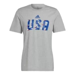 Image of adidas Fifa World Cup Qatar 2022 USA T-Shirt in Grey