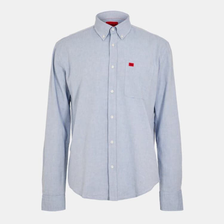 Image of Hugo Evito Long Sleeve Shirt Open Blue male XS
