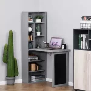 Image of Folding Convertible Desk With Blackboard Multi Function Fold Out Workstation Grey