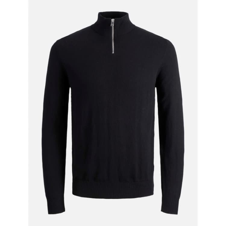 Image of Jack and Jones Emil Half Zip Knitted Top Mens Black male L