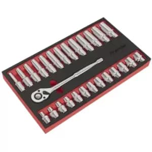 Image of AK66723 Ratchet Wrench & Socket Set 27pc 1/2Sq Drive - Sealey