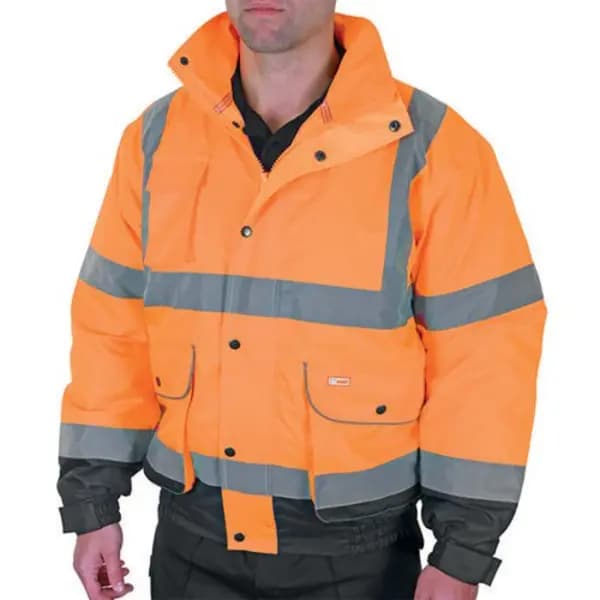 Image of Beeswift Beeswift Two Tone High Visibility Constructor Bomber Jacket Orange/Navy Blue S CBJTTORNS
