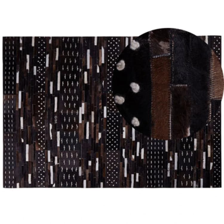 Image of Beliani Rug Akseki Dark Brown 160 X 230 Cm Leather