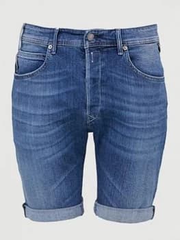 Image of Replay Waitom Denim Shorts - Mid Blue