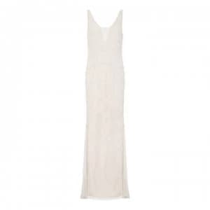 Image of Adrianna Papell Beaded Plunge Gown - IVORY/PEARL