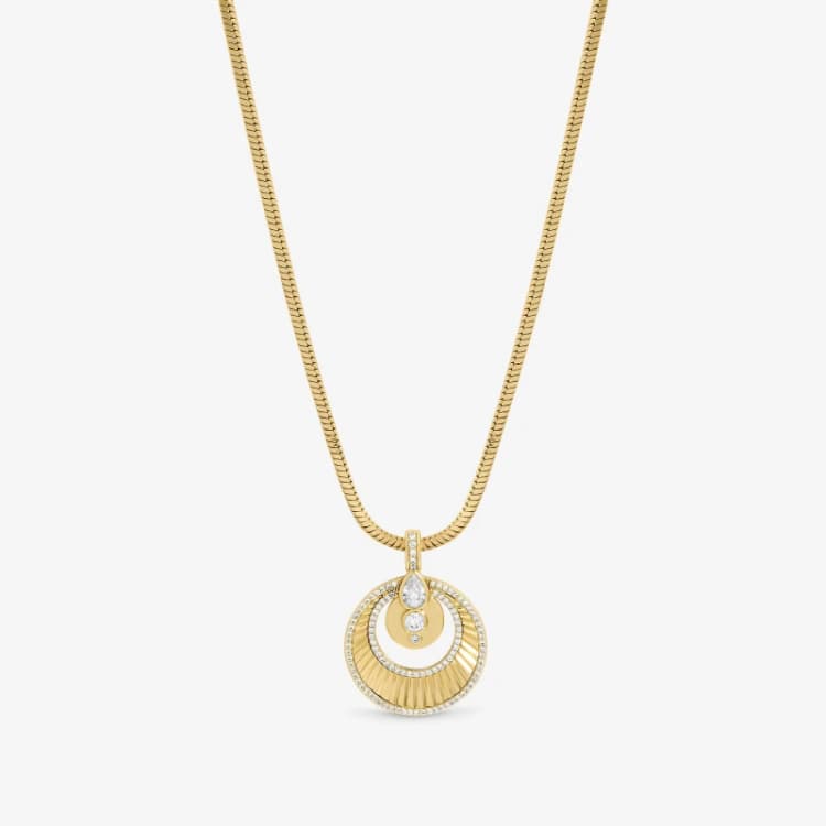 Image of Inicio Two Tone Crystal Disk Pendant - Gift Pouch Pendant Necklaces One Size Silver 41113711000