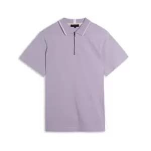 Image of Ted Baker Buer Zip Up Polo Shirt - Purple