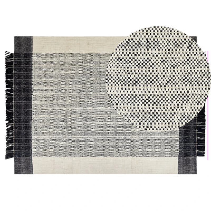 Image of Beliani Rug Ketenli White 140 X 200 Cm Wool