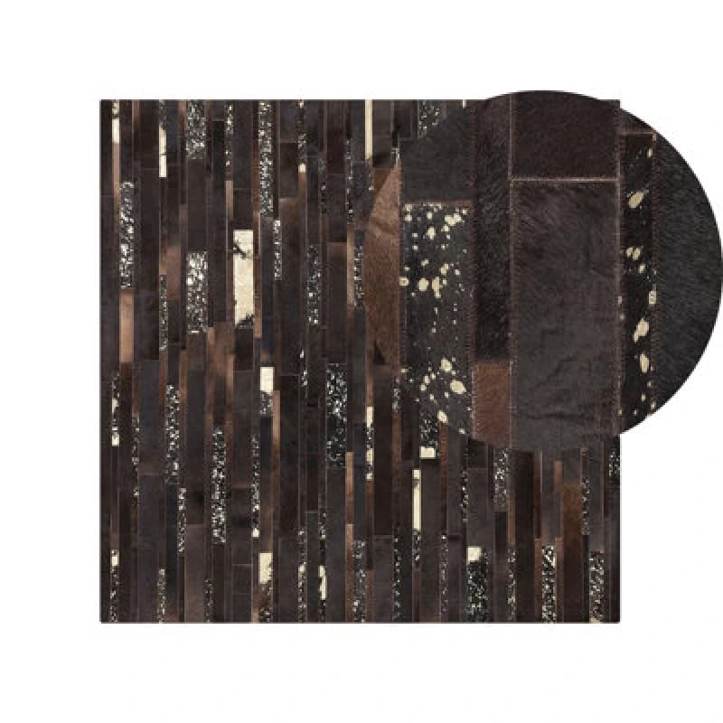 Image of Beliani Rug Artvin Brown 200 X 200 Cm Leather