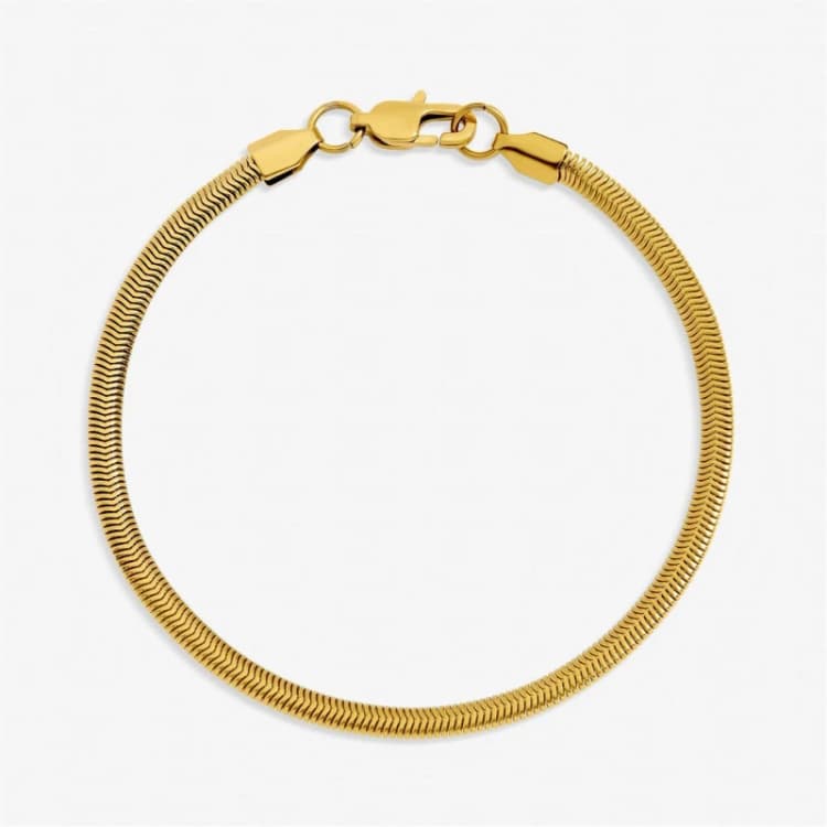 Image of Inicio Mens Waterproof Snake Chain Bracelet - Gift Pouch Gold male One Size