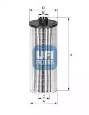 Image of 2514400 UFI Oil Filter Oil Cartridge