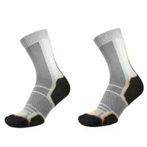 Image of 1000 Mile Trek Sock Mens (Twin Pack) (Recycled) Black/Orange+Black/Green XLarge