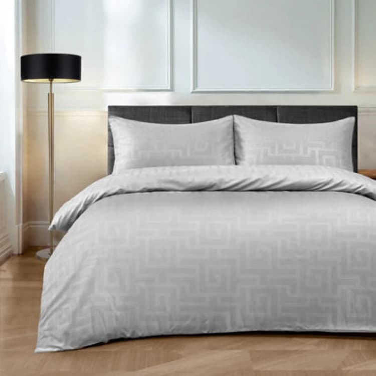 Image of Velosso Elegant Embossed Pattern Duvet Cover & Pillowcase Set in Grey Size: Super King Grey Unisex Super King