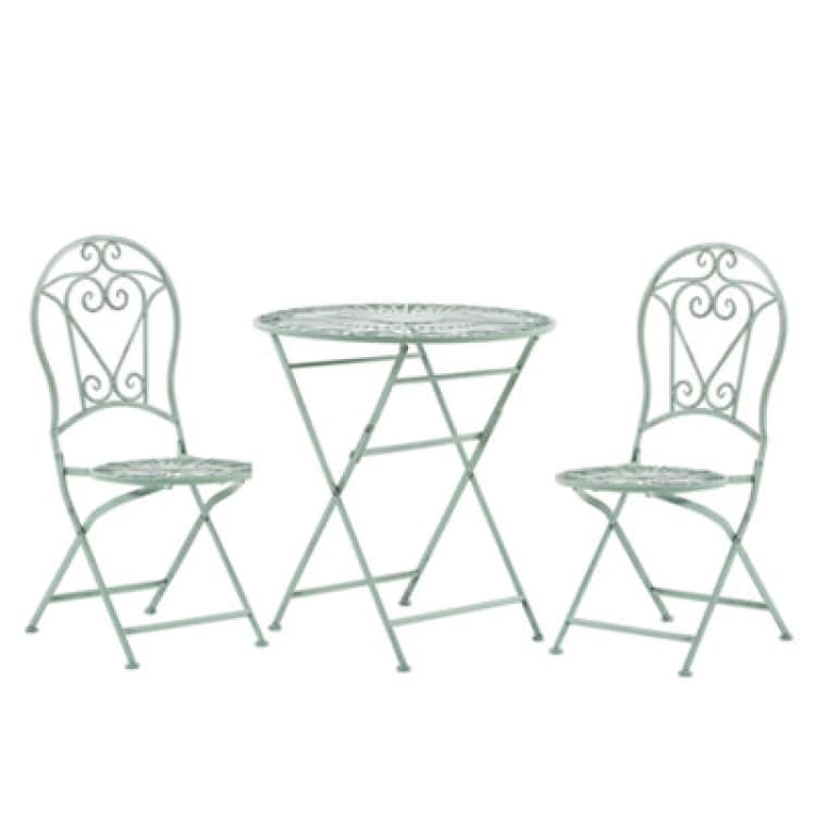 Image of Beliani Bistro Set Folding Trento Metal Light Green