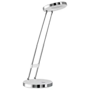 Image of Table Lamp Colour White & Chrome Plated Steel Rocker Switch Bulb LED 3W