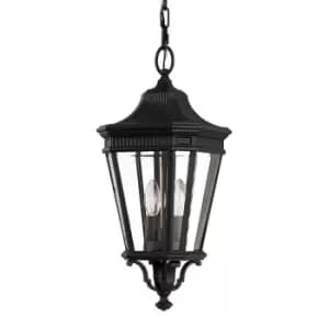 Image of IP23 2 Bulb Chain Lantern Black LED E14 60W Bulb Outside External