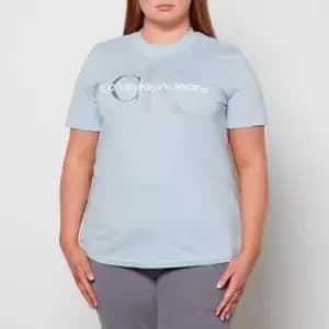 Image of Calvin Klein Jeans Womens Plus Two Tone Monogram T-Shirt - Bayshore Blue - 3XL