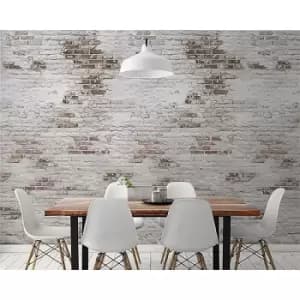 Image of Grandeco Bricks Light Grey Digital Wallpaper Mural