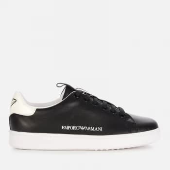 Image of Emporio Armani Leather Cupsole Trainers Black Size 4 Women