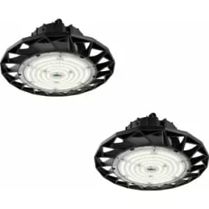Image of 2 pack High Bay IP65 Pendant Light - 200W Daylight White LED - Matt Black