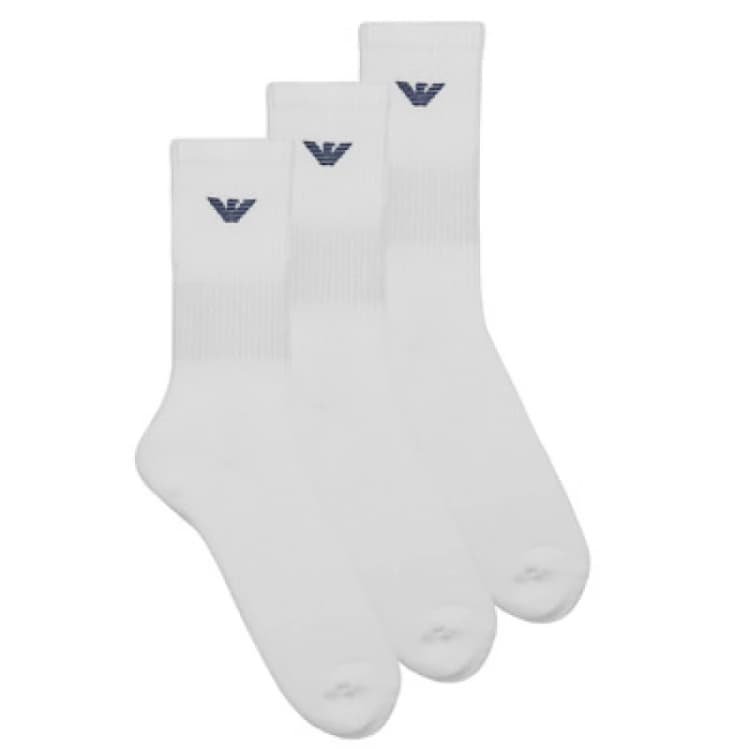 Image of Emporio Armani 3 Pack Crew Logo Socks - White White One Size