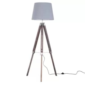 Image of Clipper Light Wood Tripod Floor Lamp with Grey Aspen Shade