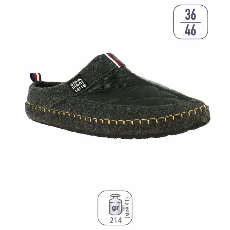 Image of Mixed quilted felt slippers Elementerre Oniealaise Noir Unisex 38