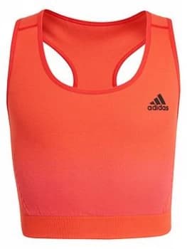 Image of adidas Junior Girls Aeroknit Tank Top - Red/Pink, Red/Pink, Size 7-8 Years, Women