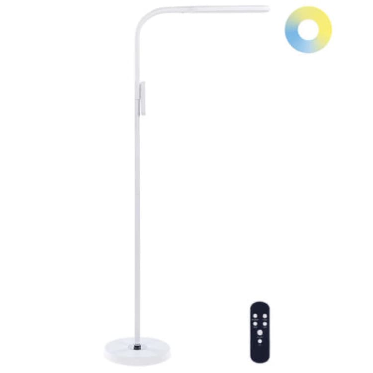 Image of Beliani LED Floor Lamp Aries With Dimmer Metal White
