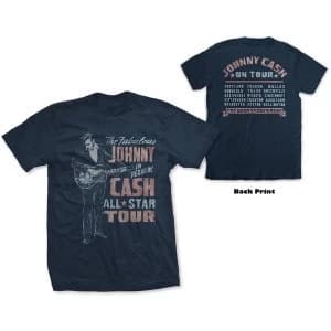 Image of Johnny Cash - All Star Tour Unisex Medium T-Shirt - Blue