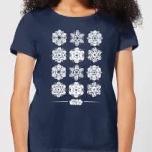 Image of Star Wars Snowflake Womens Christmas T-Shirt - Navy - XL