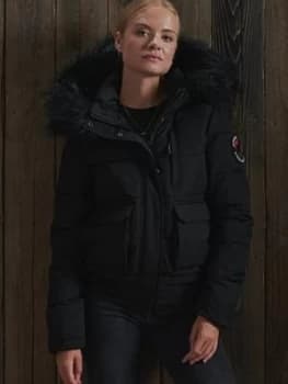 Image of Superdry Everest Bomber Jacket, Black, Size 6, Women