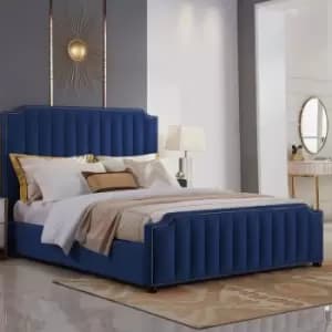 Image of Klara Upholstered Beds - Plush Velvet, Super King Size Frame, Blue - Blue