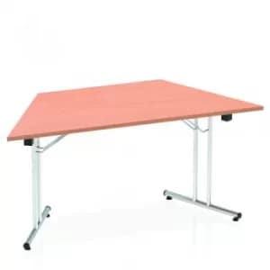 Image of Sonix Trapezoidal Chrome Leg Folding Meeting Table 1600x800mm Beech