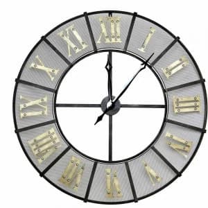 Image of Charles Bentley Large Wrought Iron Wall Clock Black and Gold