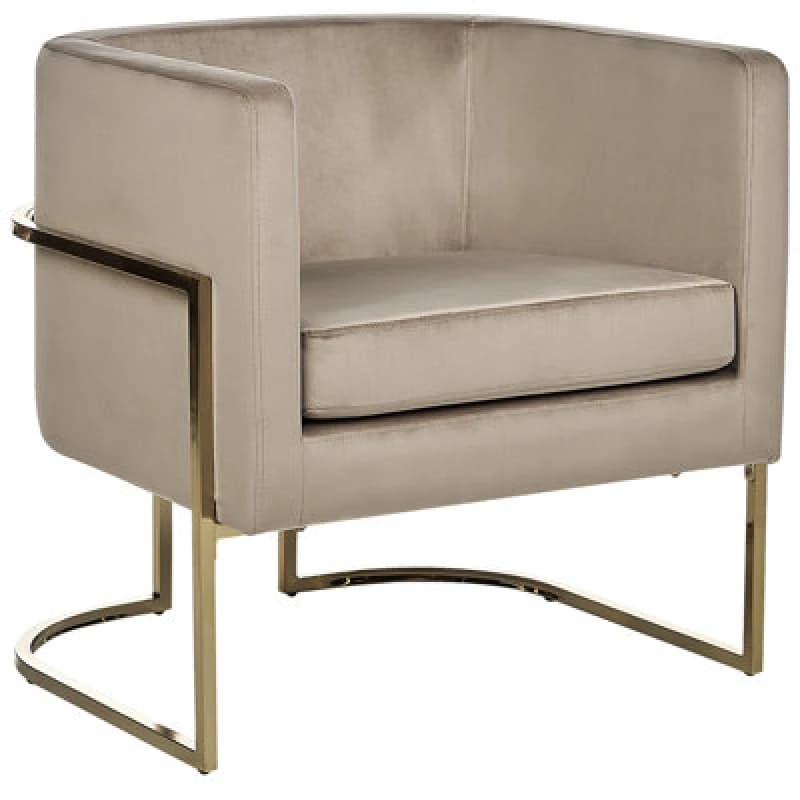 Image of Beliani Velvet Armchair Taupe Sirkka