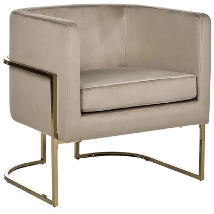 Image of Beliani Velvet Armchair Taupe Sirkka