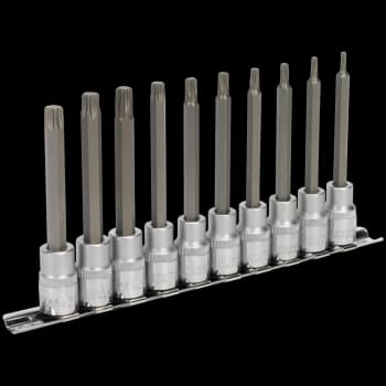 Image of Sealey 10 Piece 3/8" Drive Long Torx Socket Bit Set 3/8"