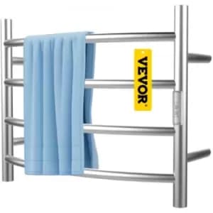 Image of VEVOR Heated Towel Rack, 4 Bars Curved Design, Mirror Polished Stainless Steel Electric Towel Warmer with Built-In Timer, Wall-Mounted for Bathroom, P
