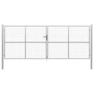 Image of Vidaxl Garden Gate Galvanised Steel 415X200 Cm Silver