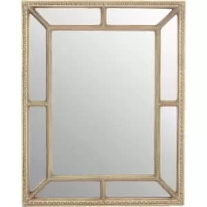 Image of Rectangular Wall Mirror/ Classic Mirrors For Bathroom / Bedroom / Garden Walls Fancy Wall Mounted Mirrors For Hallway With Cream Finish 77 x 3 x 97