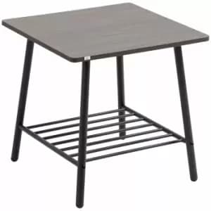Image of HOMCOM Industrial Side Table With Storage Shelf Grey