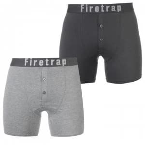 Image of Firetrap 2 Pack Boxers Mens - Grey / GreyMarl